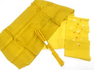 リサイクル　未使用品　正絹　流水に菊模様帯揚げ・帯締め・刺繍半衿セット